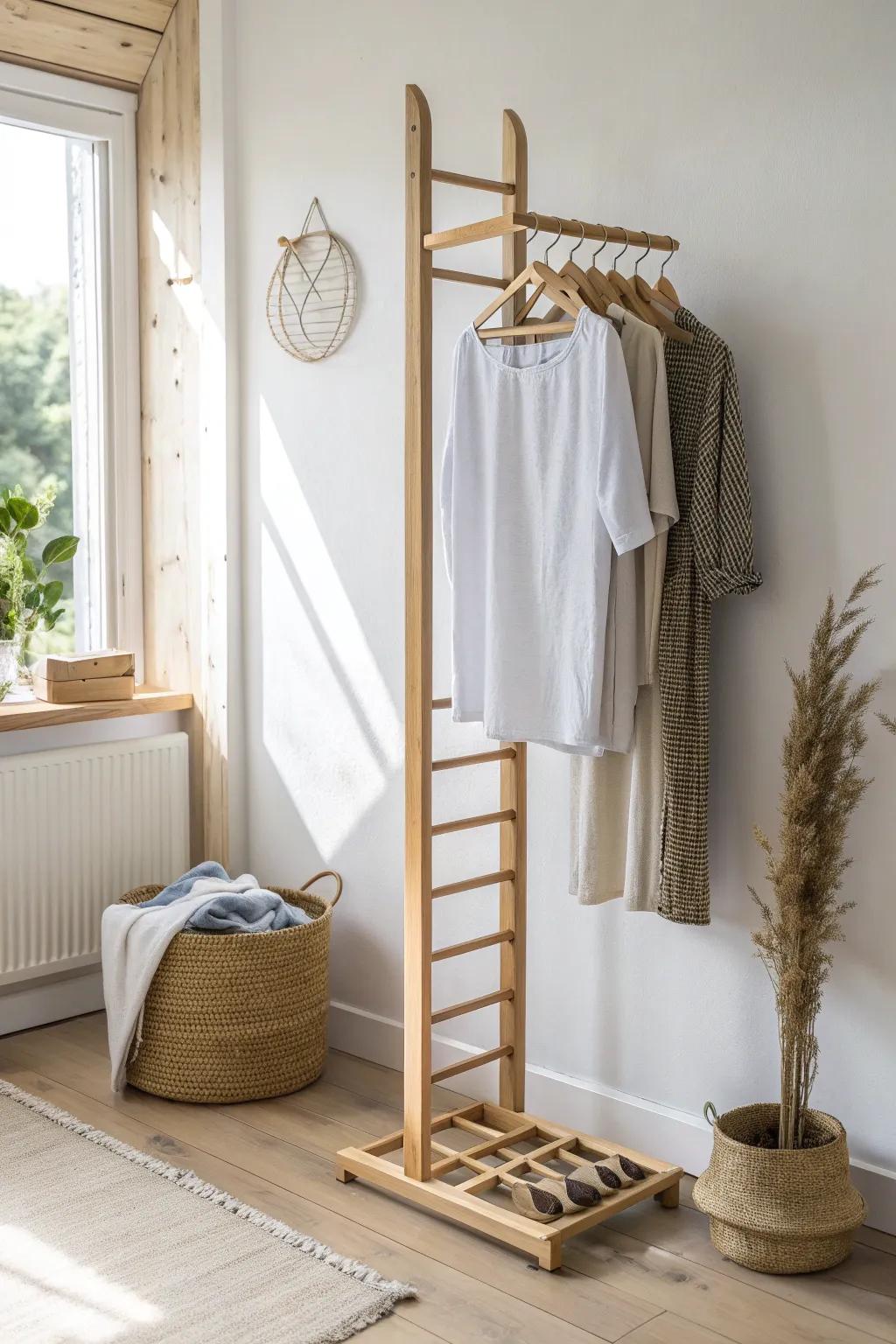 A vertical hanger stacker keeps hangers untangled and turns clutter into one tidy column.