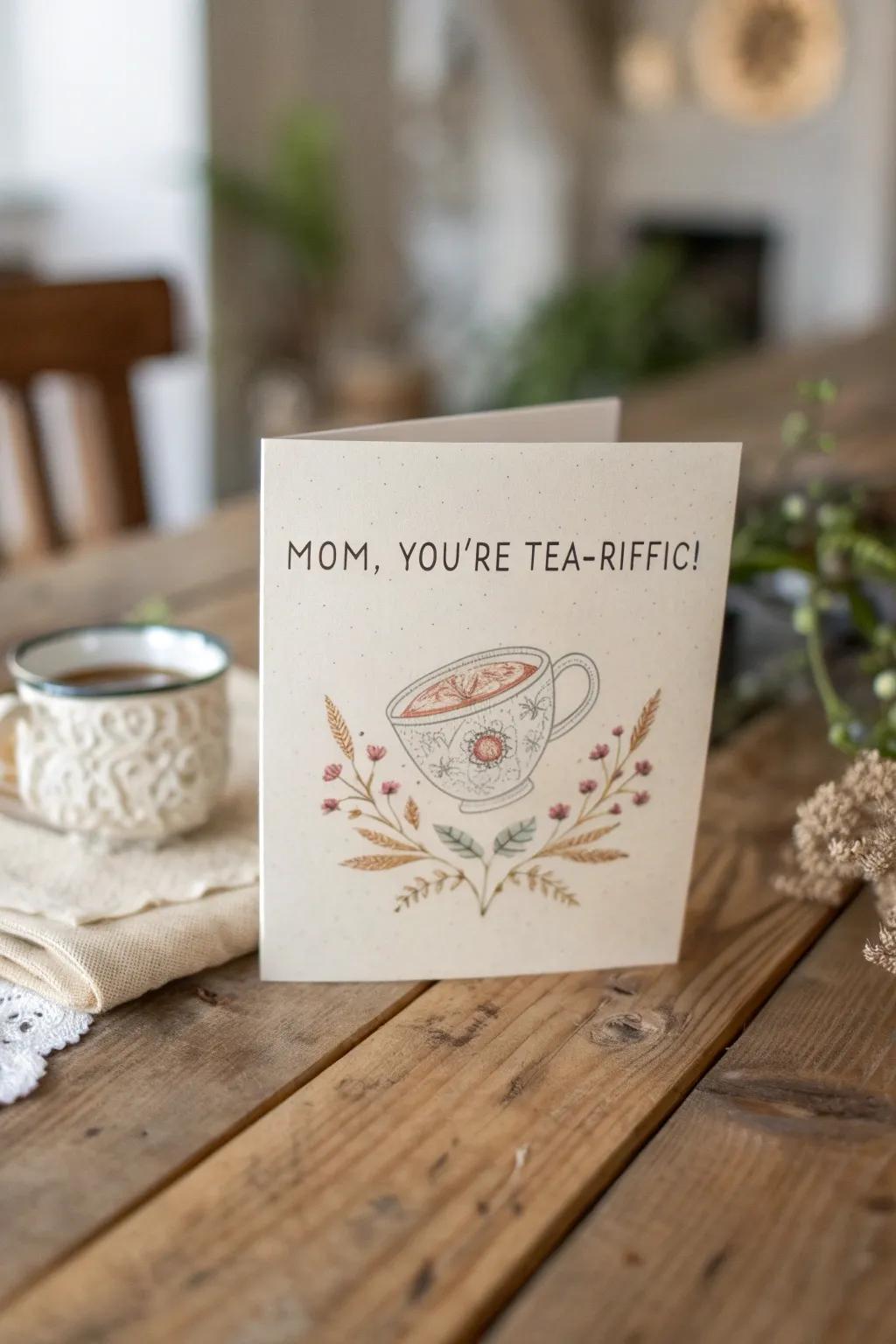 Celebrate Mother’s Day with a touch of humor and elegance — a 'tea-riffic' card for the mom who loves a good pun!