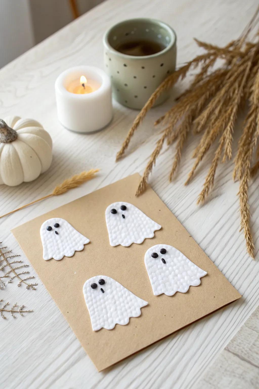 Ethereal Elegance: Craft your own ghostly greetings with these charming homemade Halloween cards.