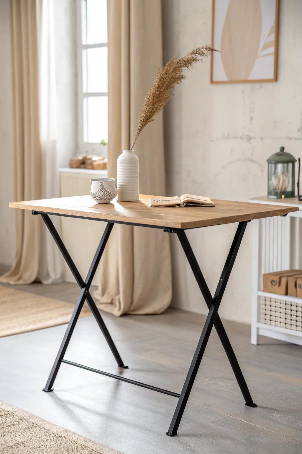Matte black legs instantly make a folding table look like real furniture—clean, modern, chic.