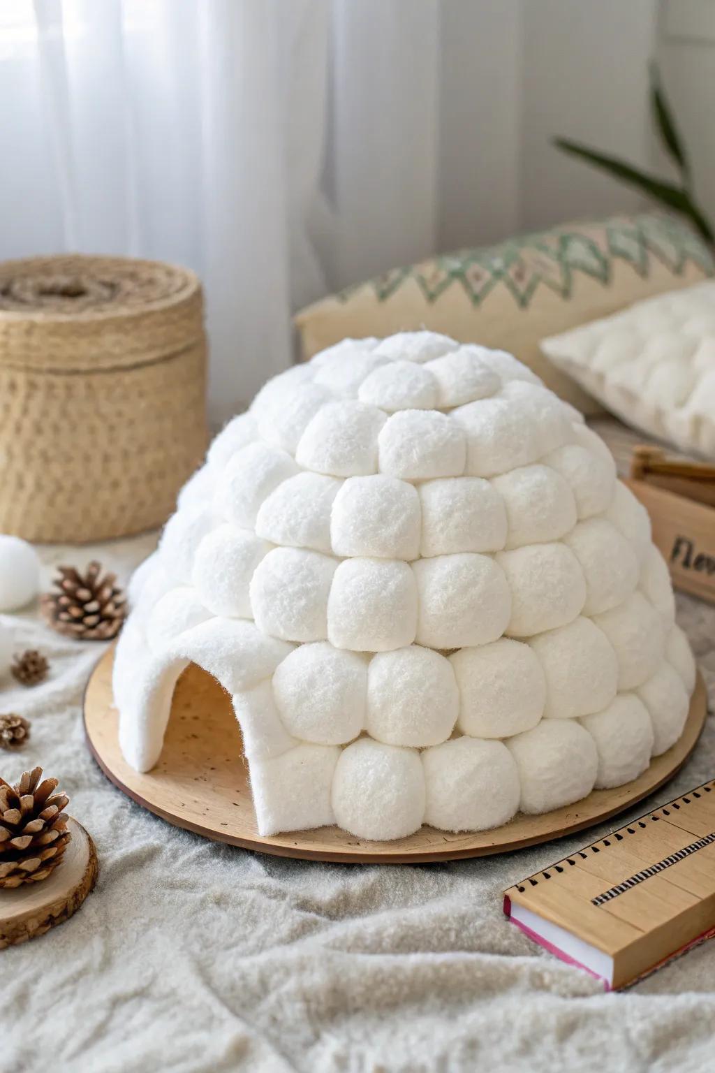 Craft your own cozy cotton ball igloo—where minimalist charm meets boho elegance.