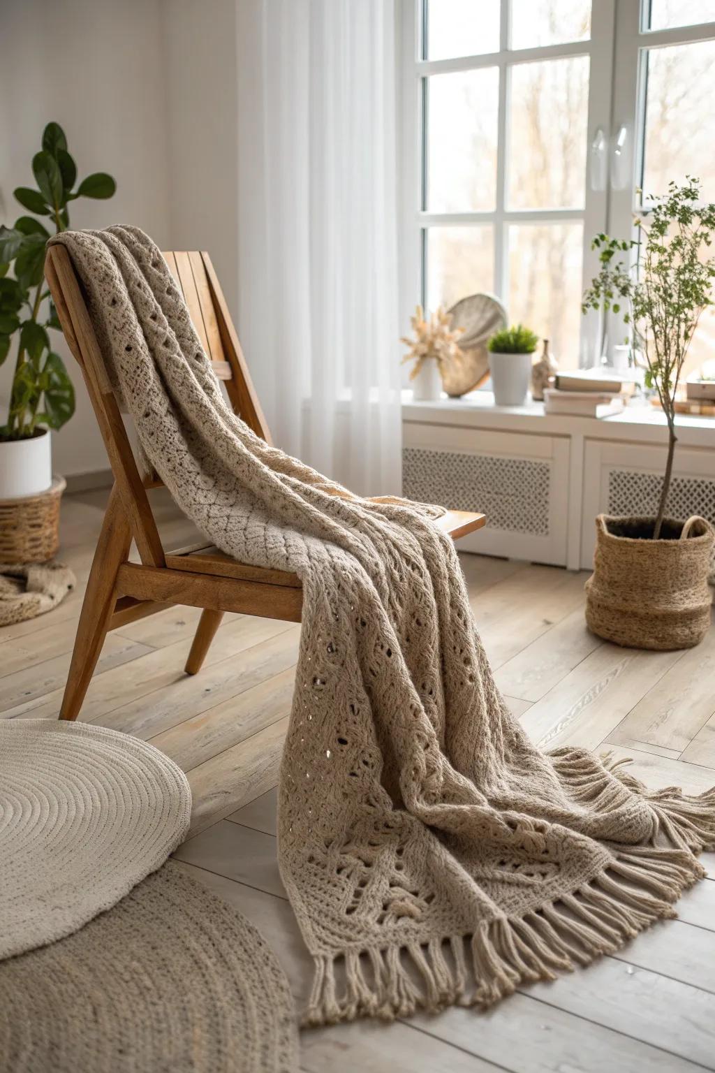 Wrap yourself in comfort and style with this exquisite jumbo yarn scarf.