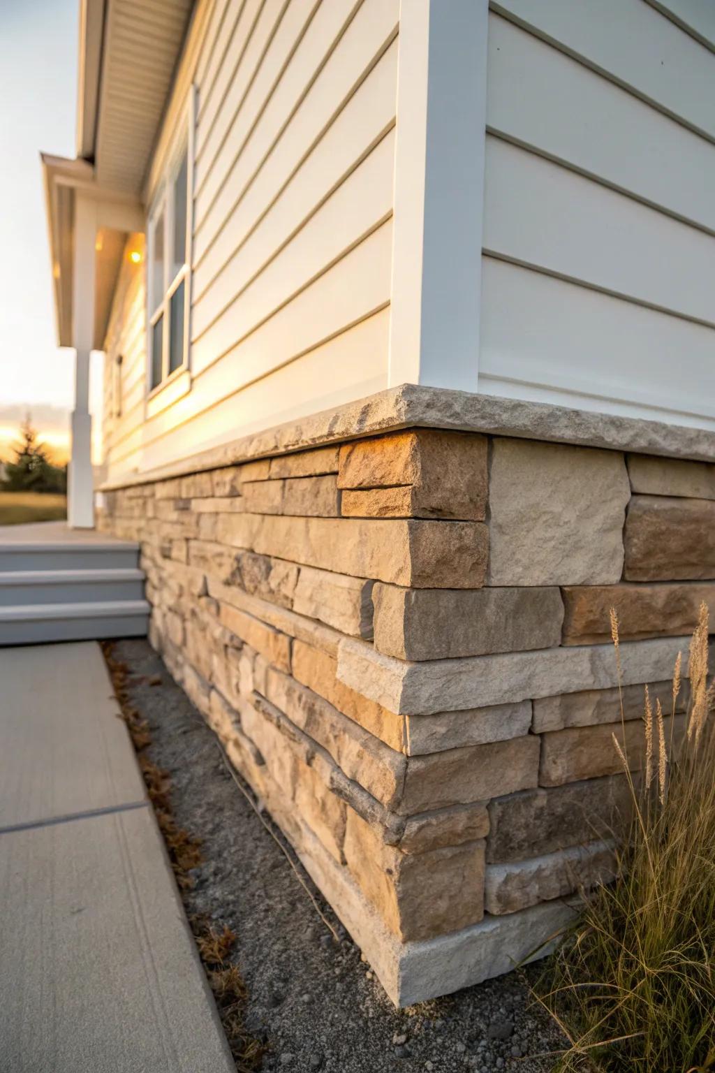 Stone-look skirting instantly gives your mobile home a grounded, foundation-ready feel.