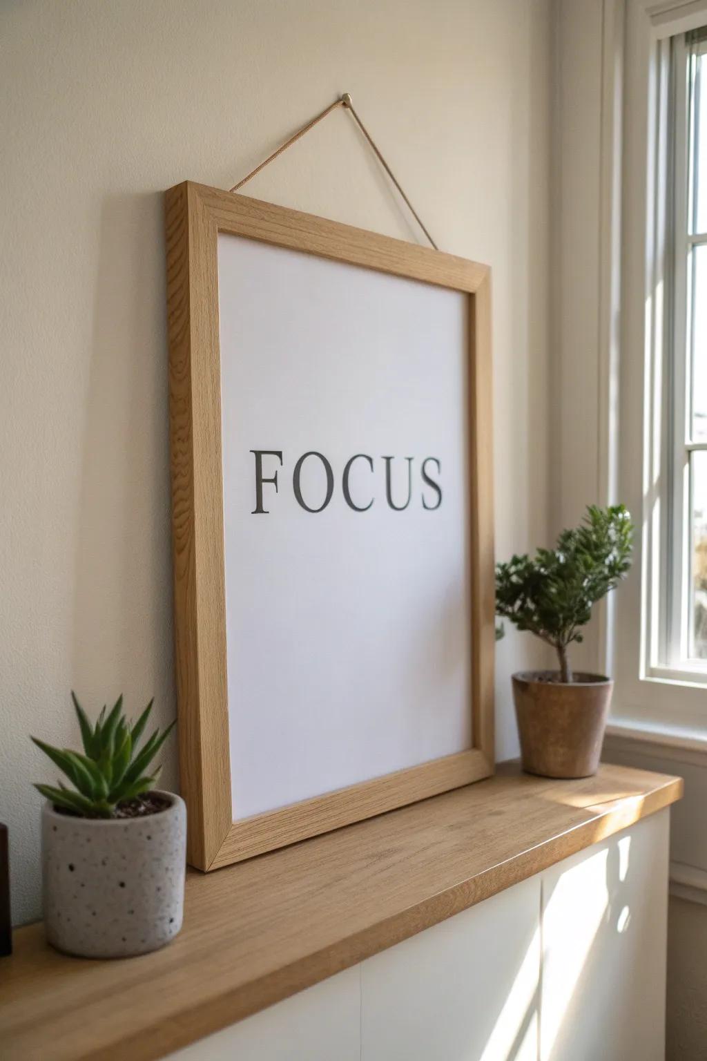 Channel your creative energy with a minimalist 'Focus' poster—simplicity that speaks volumes.