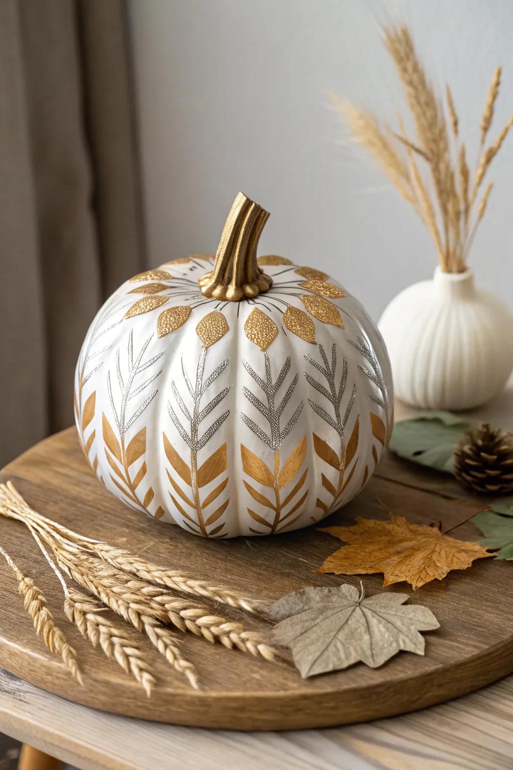 Transform your pumpkin into a metallic masterpiece with a touch of minimalist elegance.