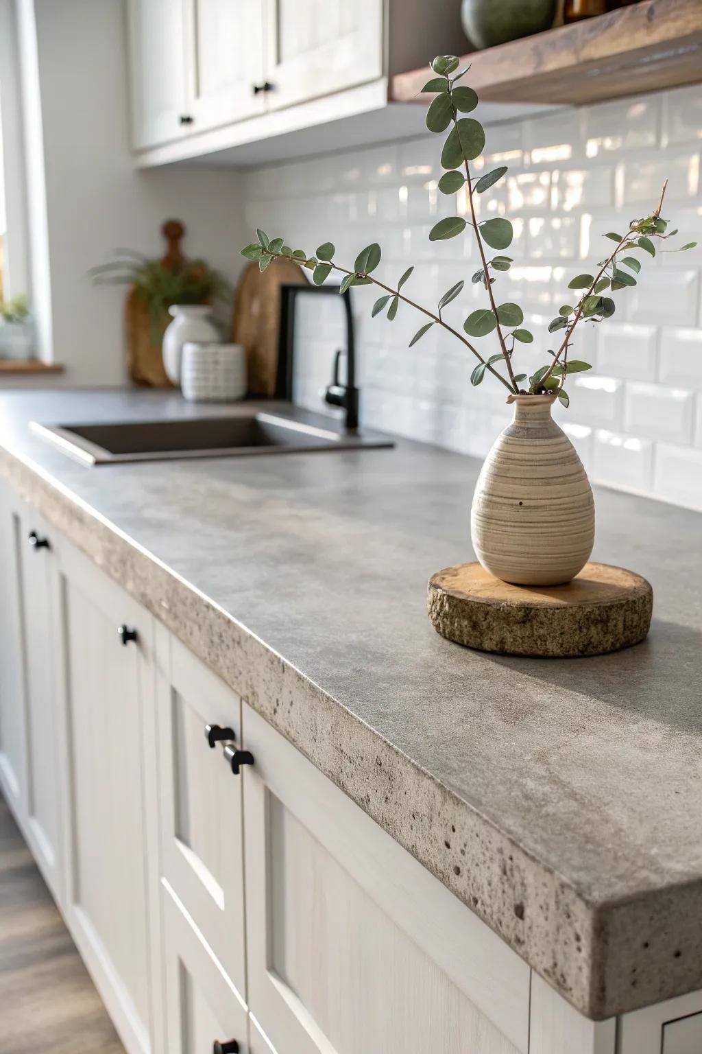 Transform your space with the chic elegance of a concrete overlay countertop.