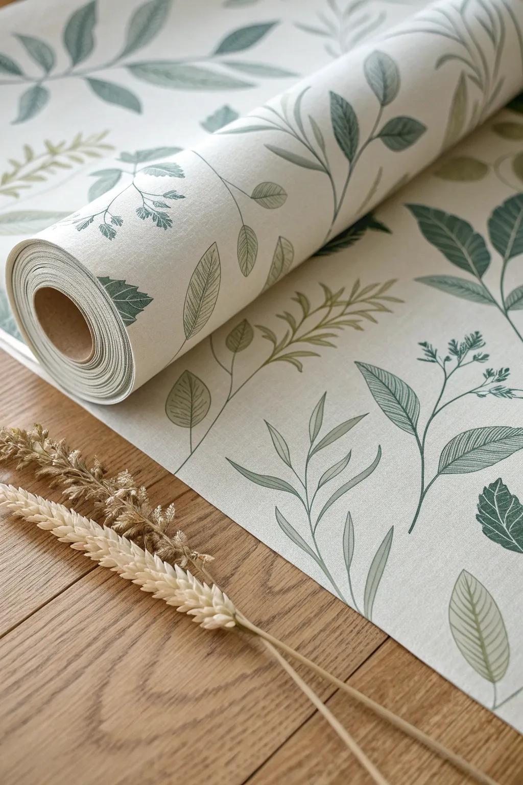 Botanical wallpaper brings a fresh, calming outdoor feel to RV walls—light, airy, and cozy.