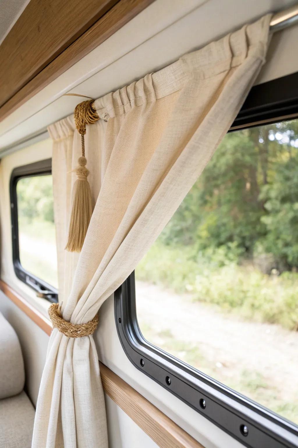 A soft greige paint refresh makes an RV valance feel lighter, brighter, and more spacious.