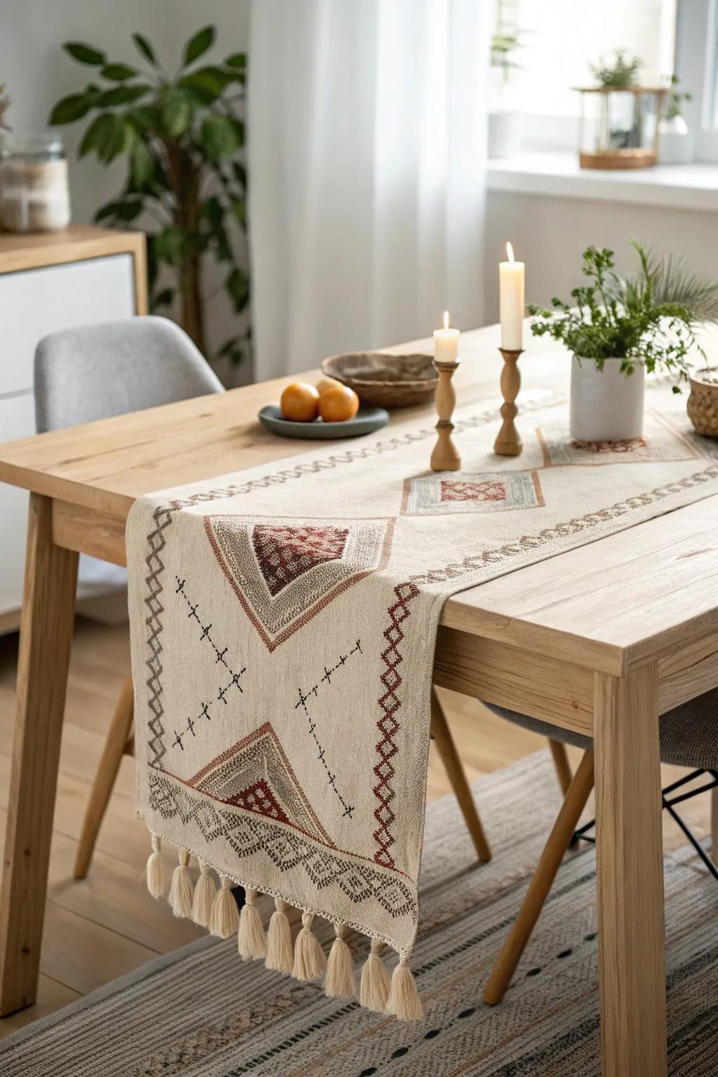 Elevate your dining space with a handcrafted table runner—where minimalism meets boho charm.