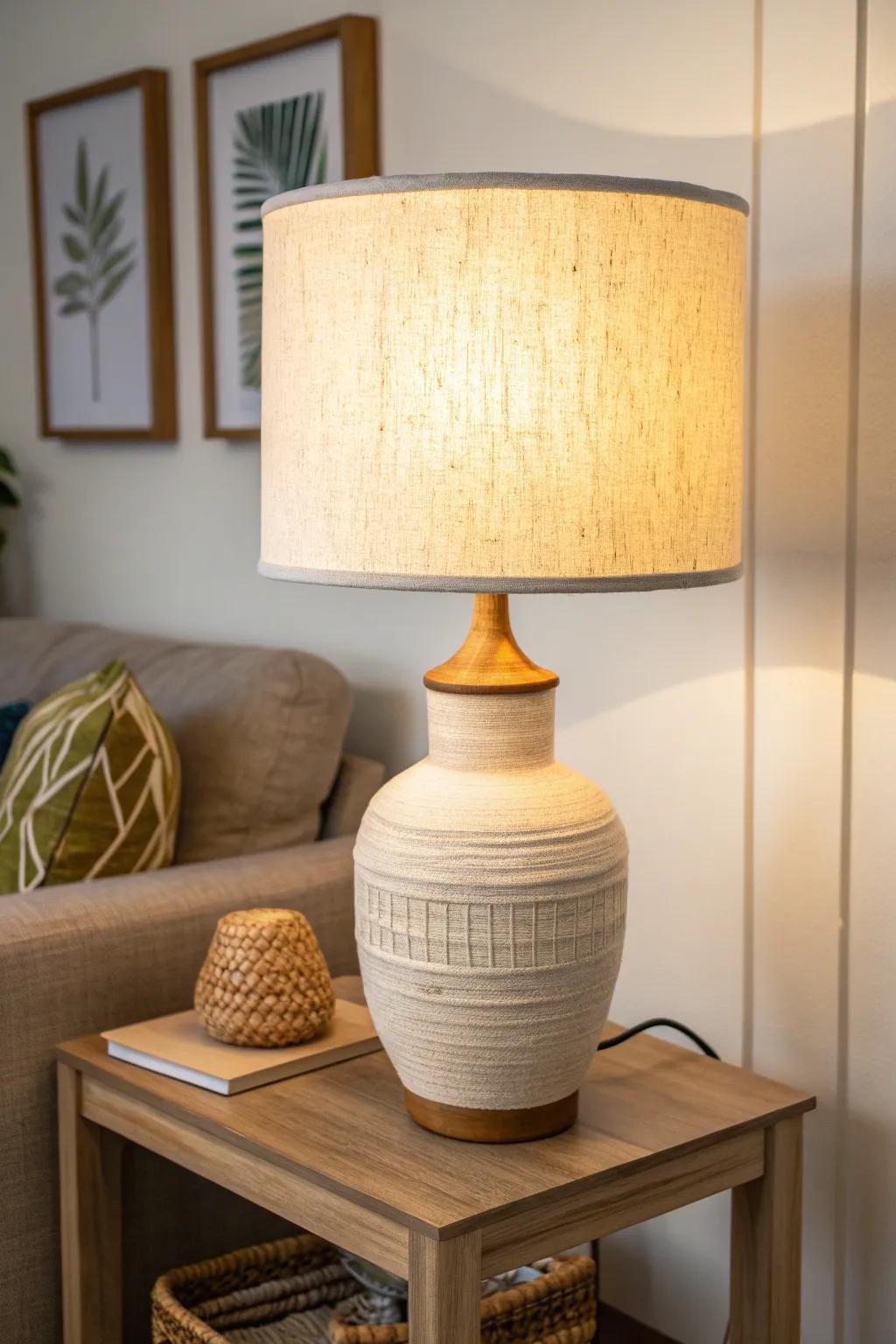 Warm, dimmable bulbs make even a tiny apartment feel soft, cozy, and calm at night.