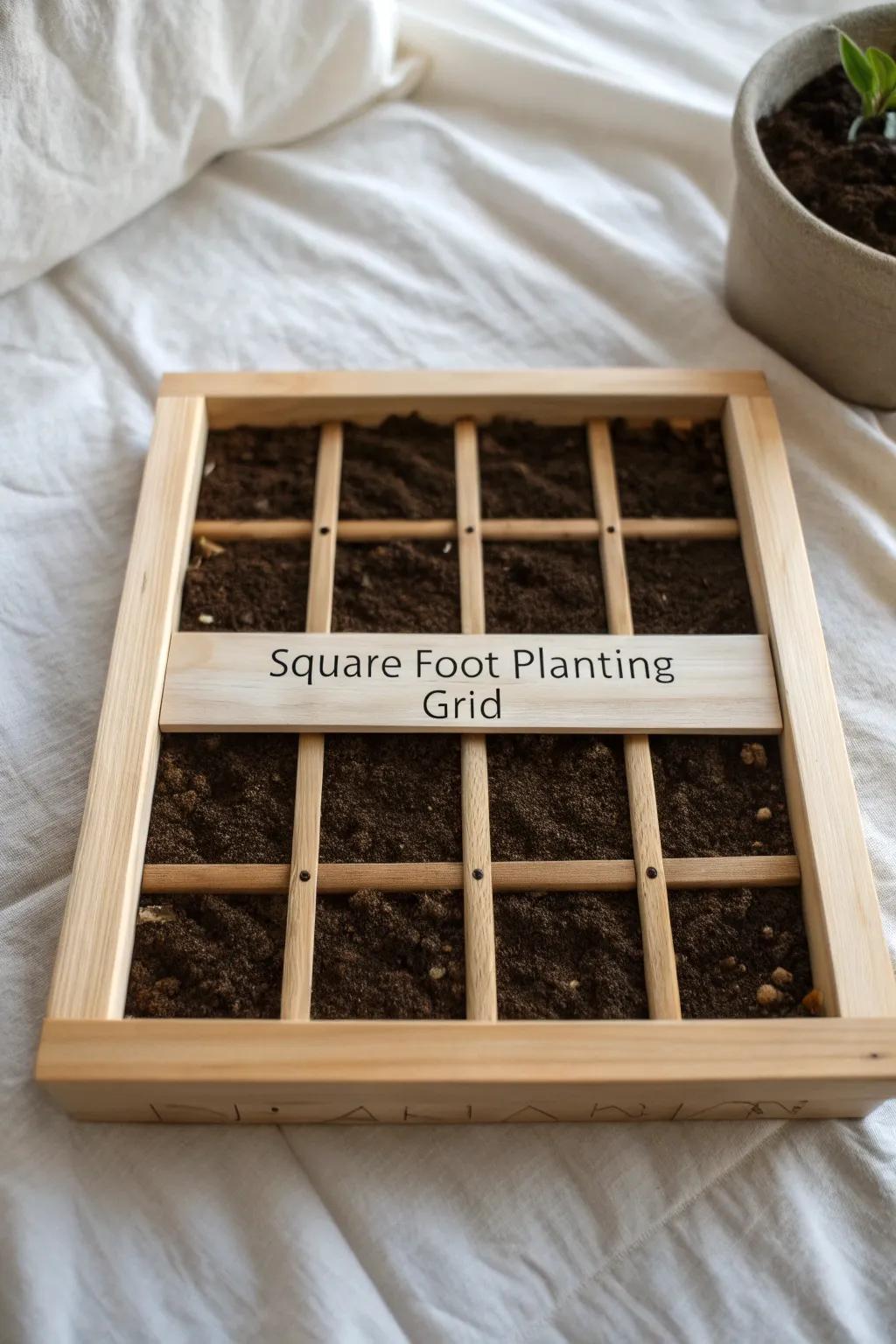 Square-foot planting grid: small-space order with a bigger harvest—simple, calm, and beautiful.