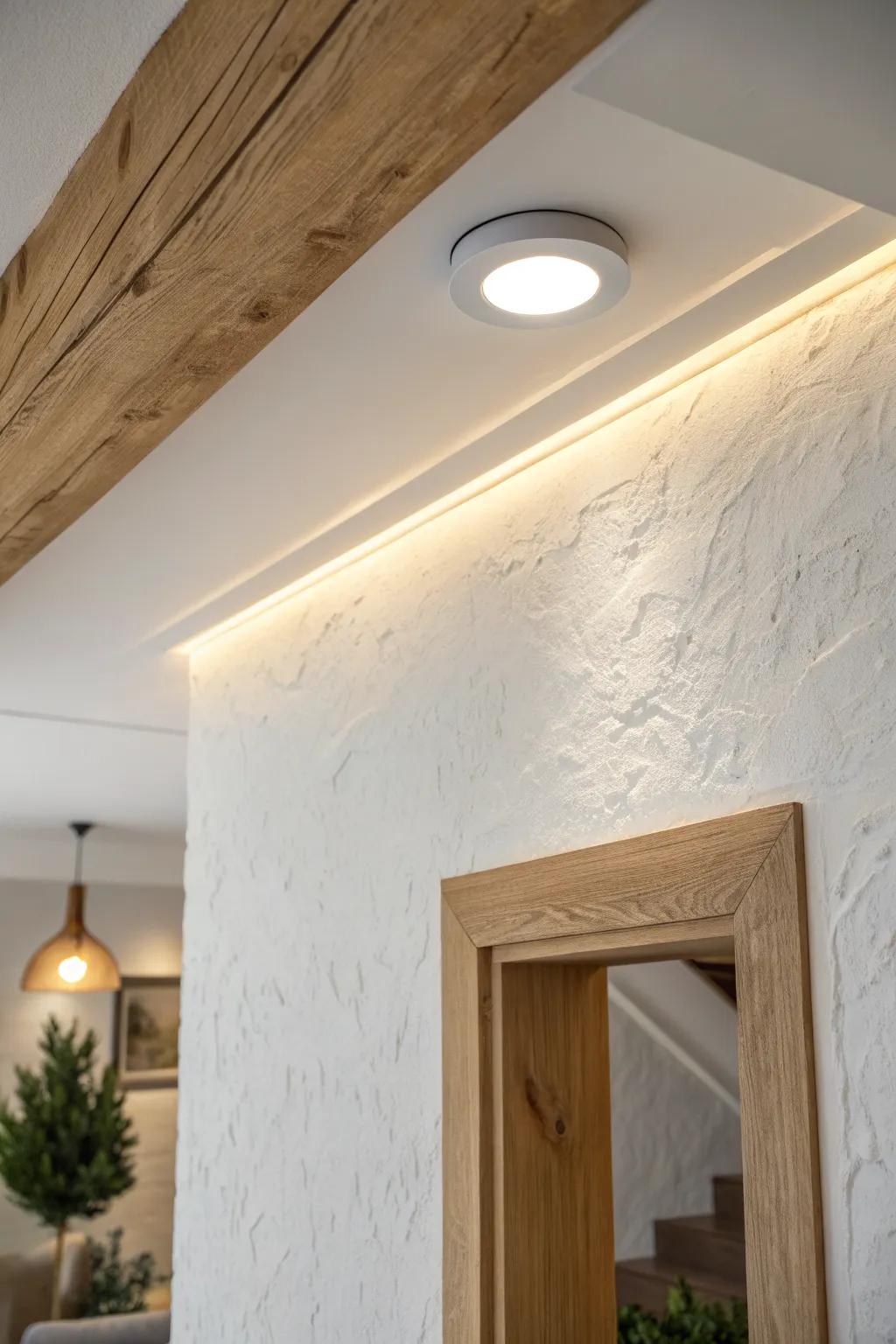 Recessed lighting brightens a small basement without stealing headroom—add a dimmer for mood.