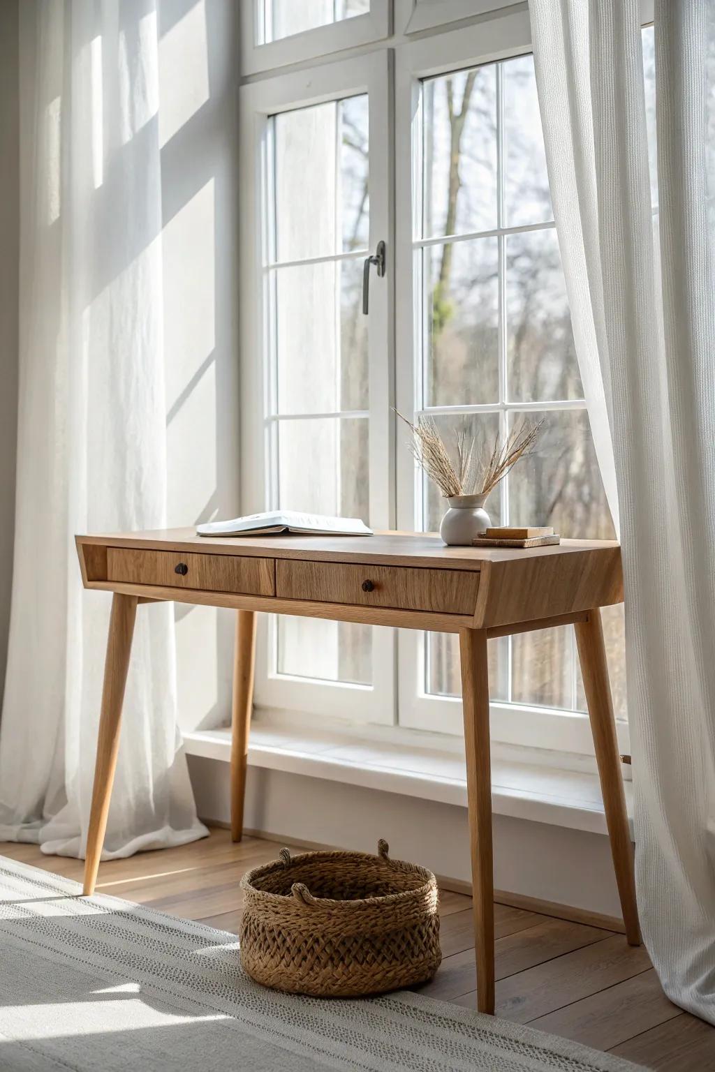 Turn your desk to the window—natural light makes a small bedroom office feel twice as big.