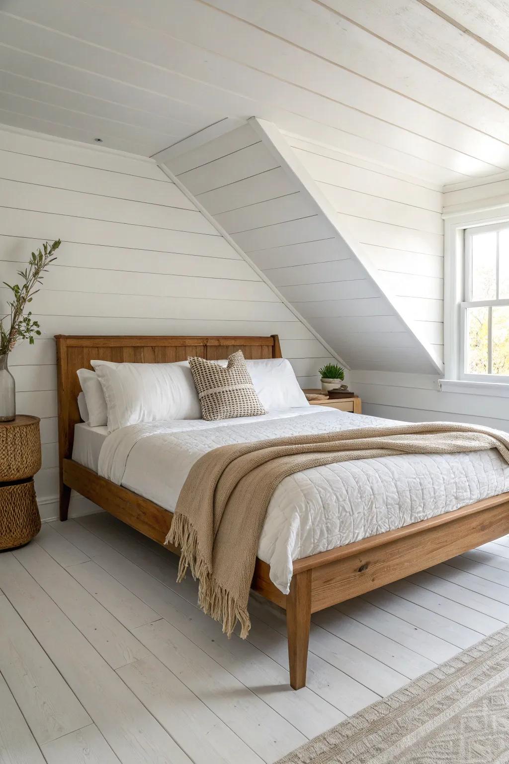 Tuck your bed under the slope to open the tall zone for easy walking and dressing.