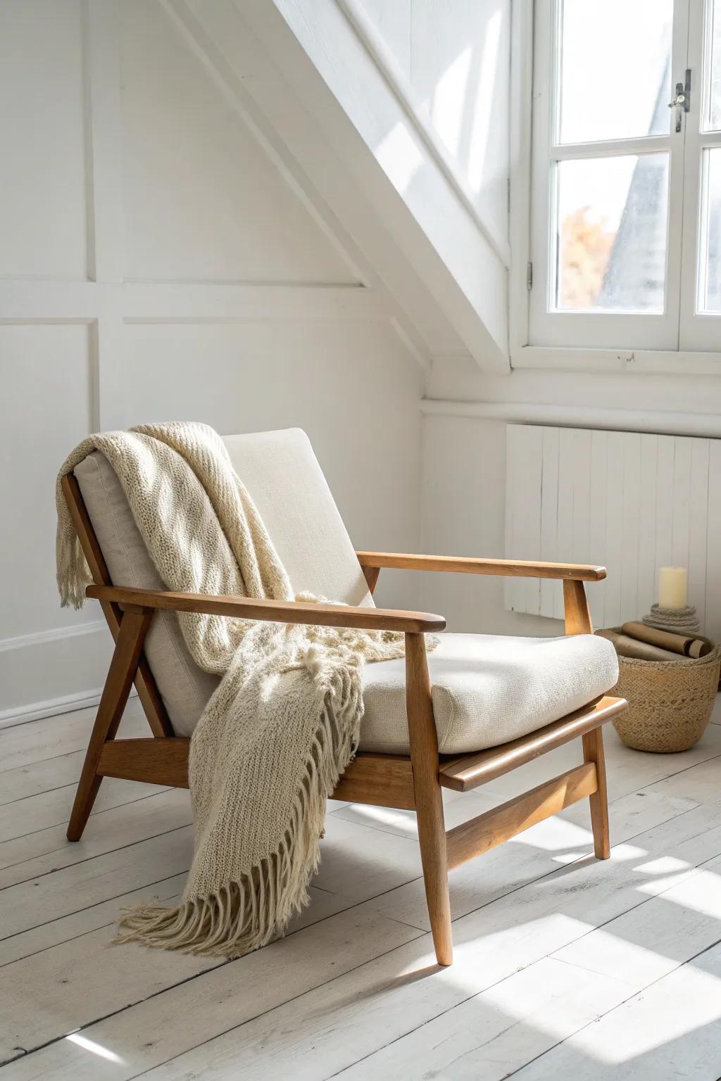 Turn any empty corner into a cozy reading spot with one beautiful chair and a soft throw.