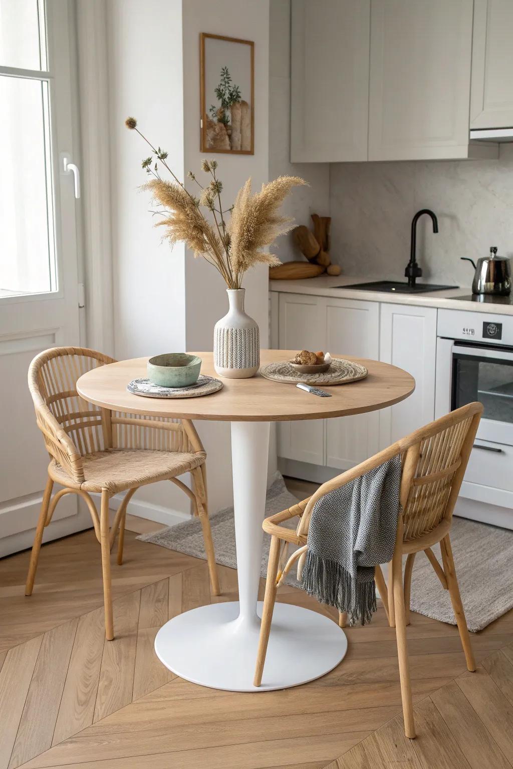 A tiny bistro table for two—real sit-down meals without crowding your small kitchen.