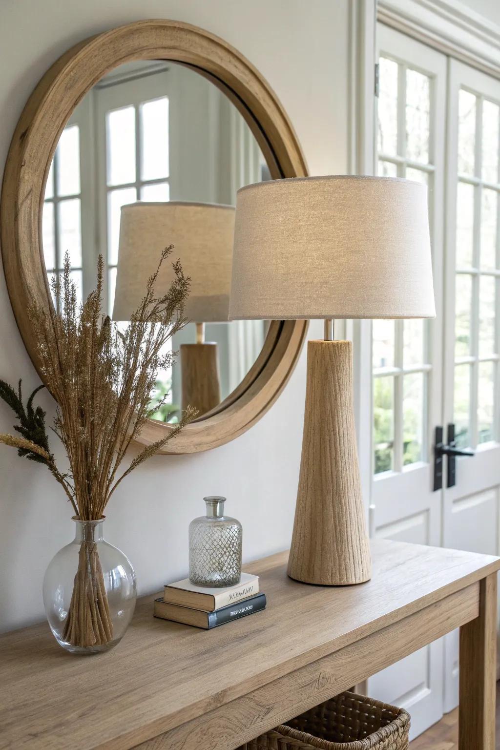 A centered statement lamp creates instant symmetry—making a small formal living room feel polished.
