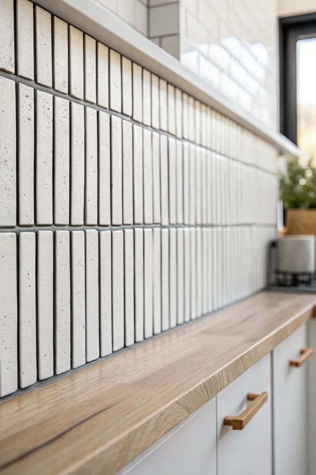 Turn classic rectangles vertical to lift the eye—an easy backsplash trick for small kitchens.
