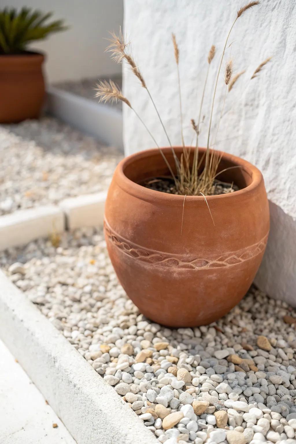 Pea gravel + one statement planter: the low-maintenance upgrade for tiny yards.