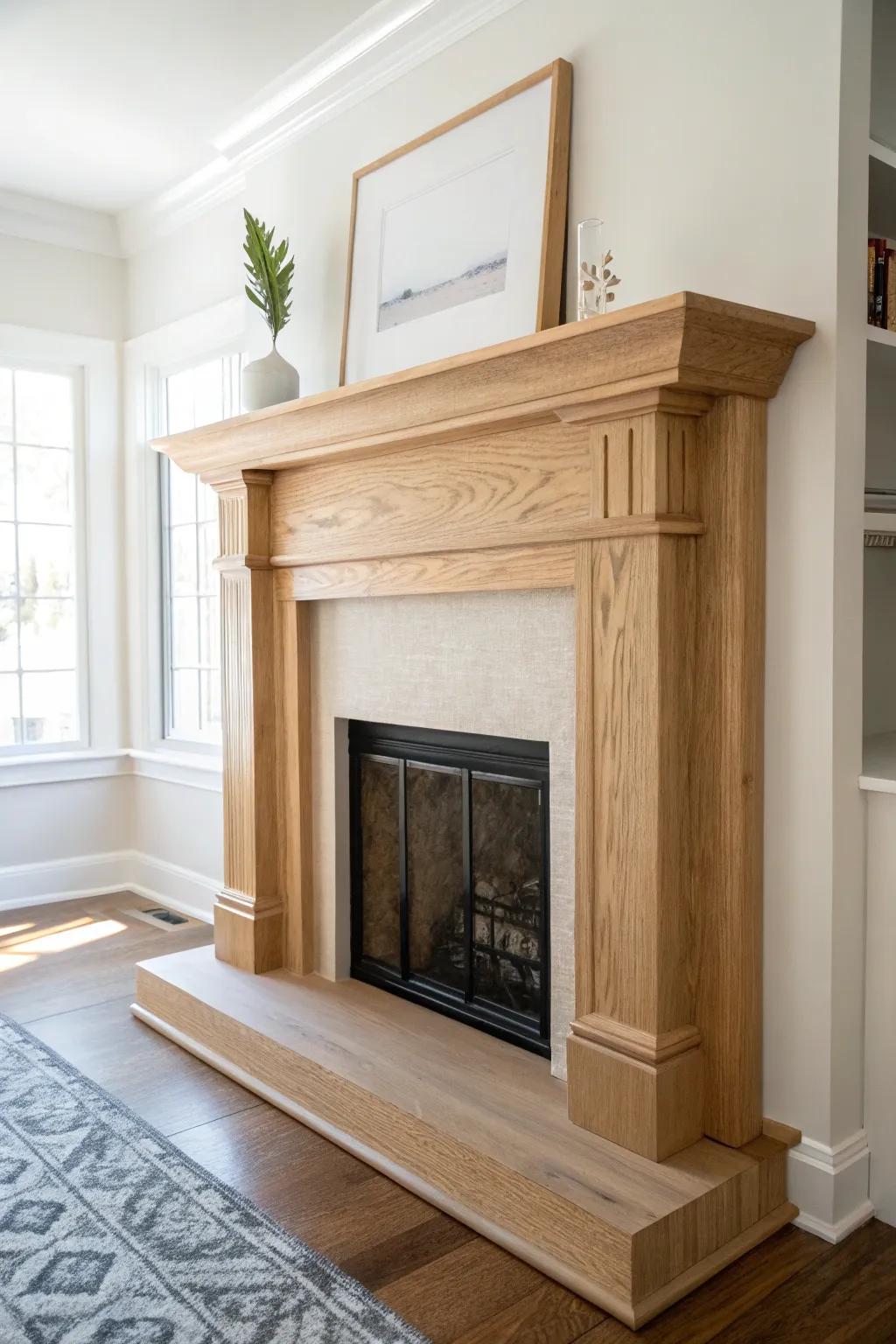 One sculptural mantel-style console creates a calm focal point that makes a small room feel finished.