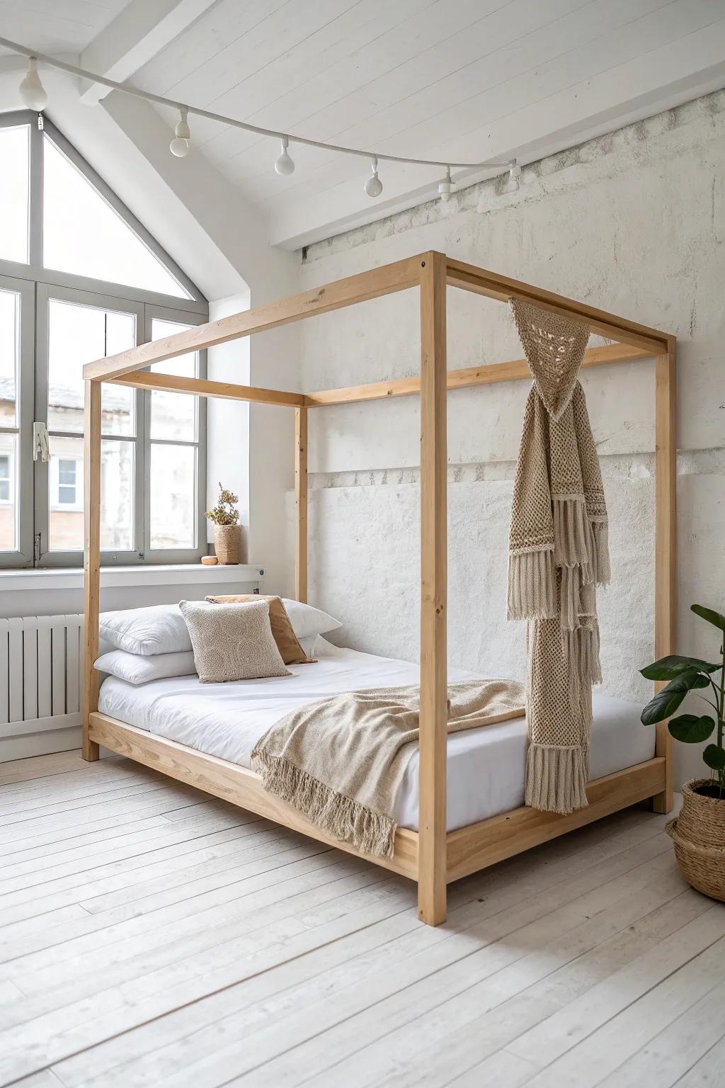 An open-frame loft bed keeps your small space light, airy, and beautifully uncluttered.