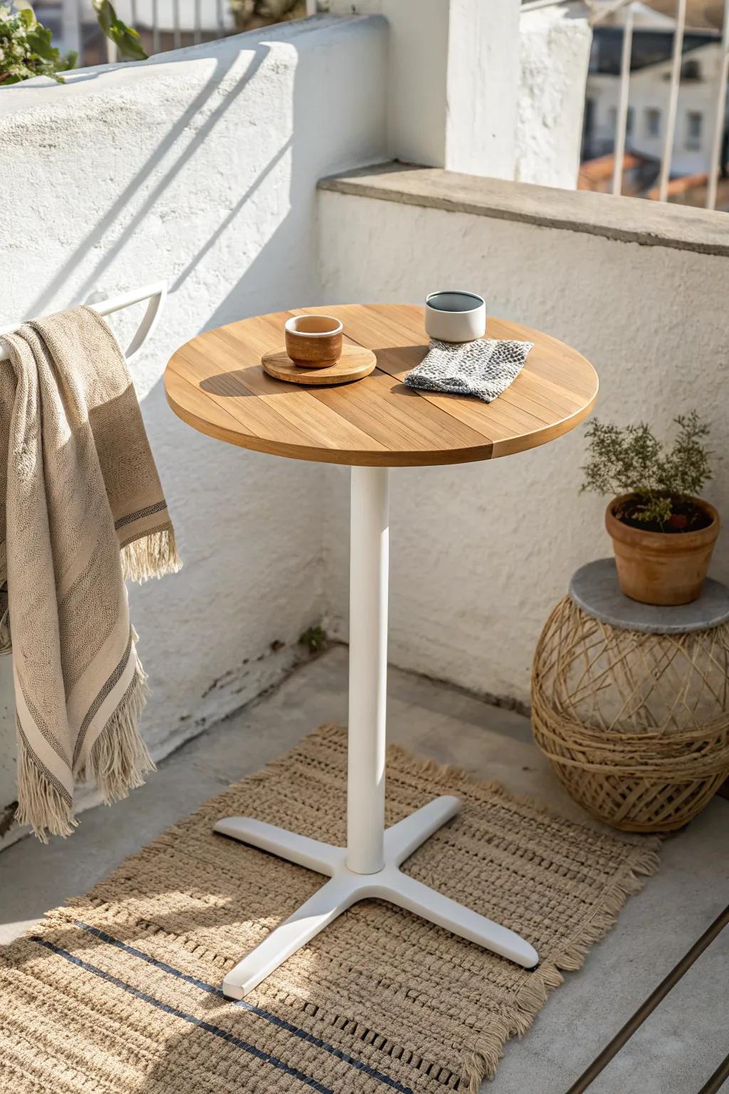 A petite round table makes the smallest outdoor nook feel airy, cozy, and corner-free.