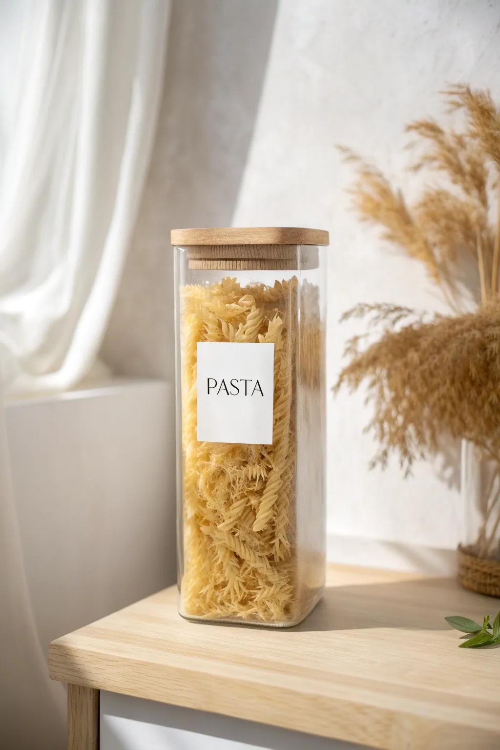 Clear containers keep dry goods visible—no more duplicate buys and a beautifully calm pantry.