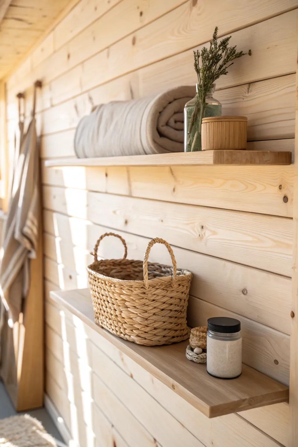 One simple wall shelf frees floor space—keep daily tools at chest height, backups up high.