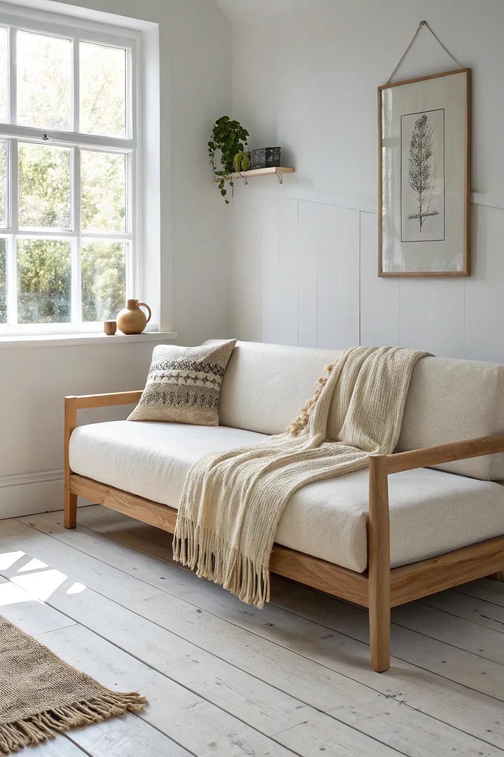 A sleek sofa bed keeps your spare room polished by day and guest-ready at night.