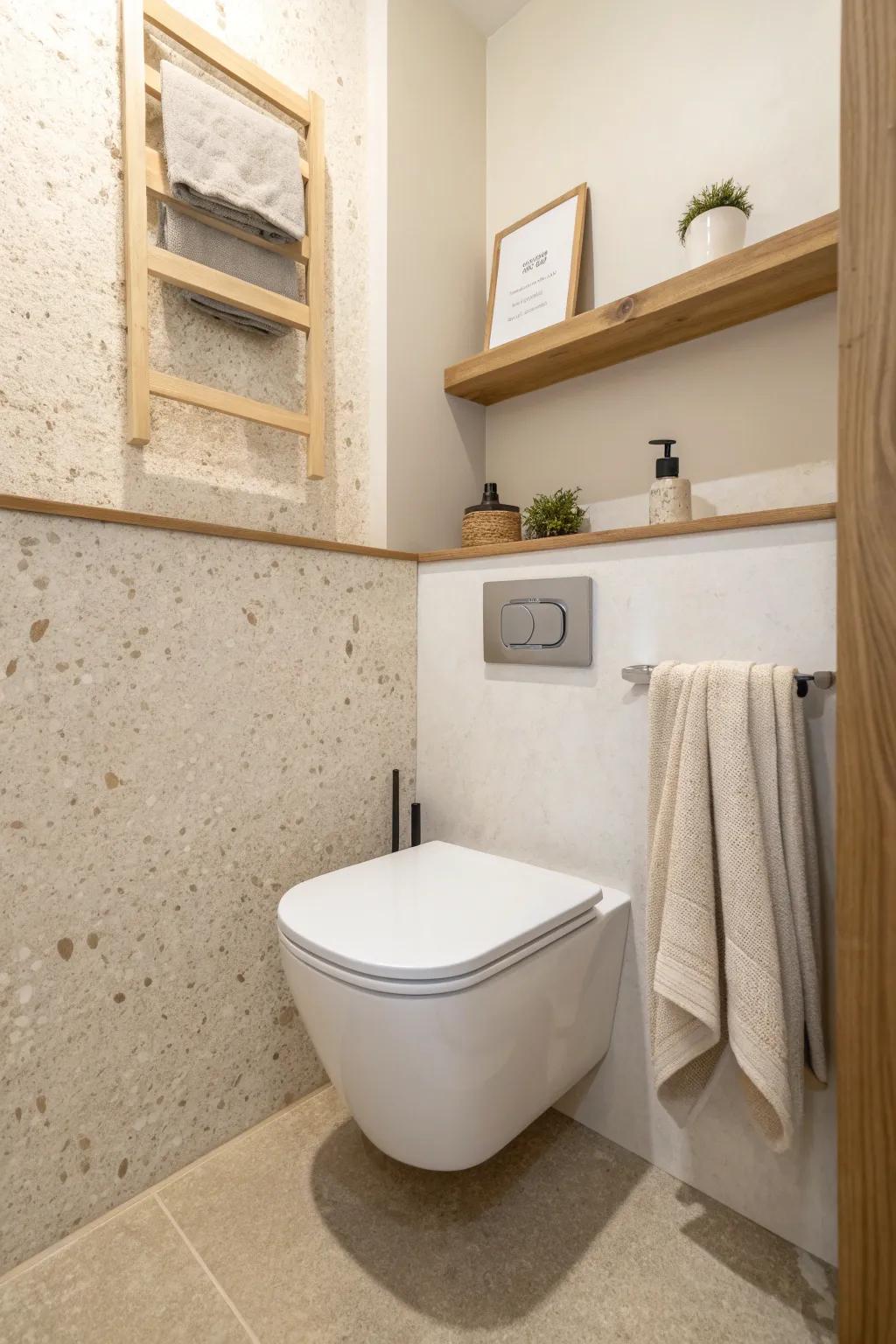 A compact toilet with a shorter projection frees up precious knee space in tiny rooms.