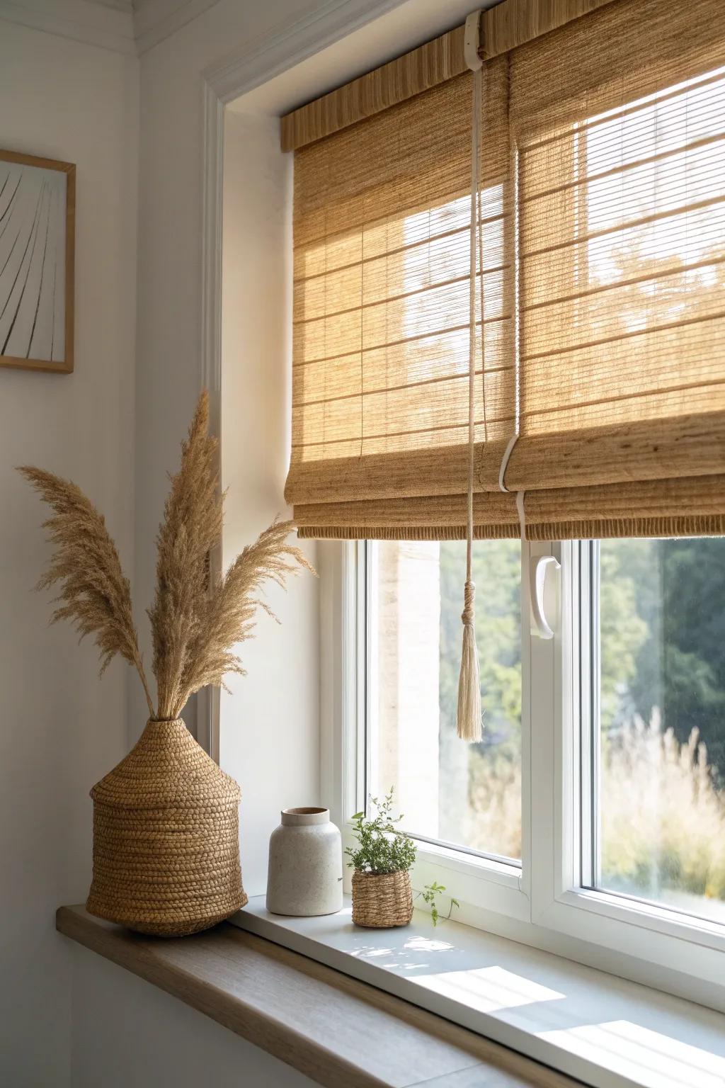 Inside-mount woven blinds keep small windows sleek, custom, and beautifully uncluttered.