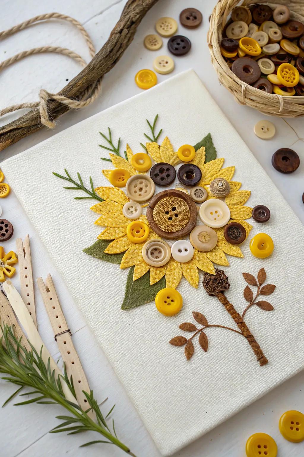 Crafting joy with Button Blossom Beauties – a simple yet stunning art project for little hands!