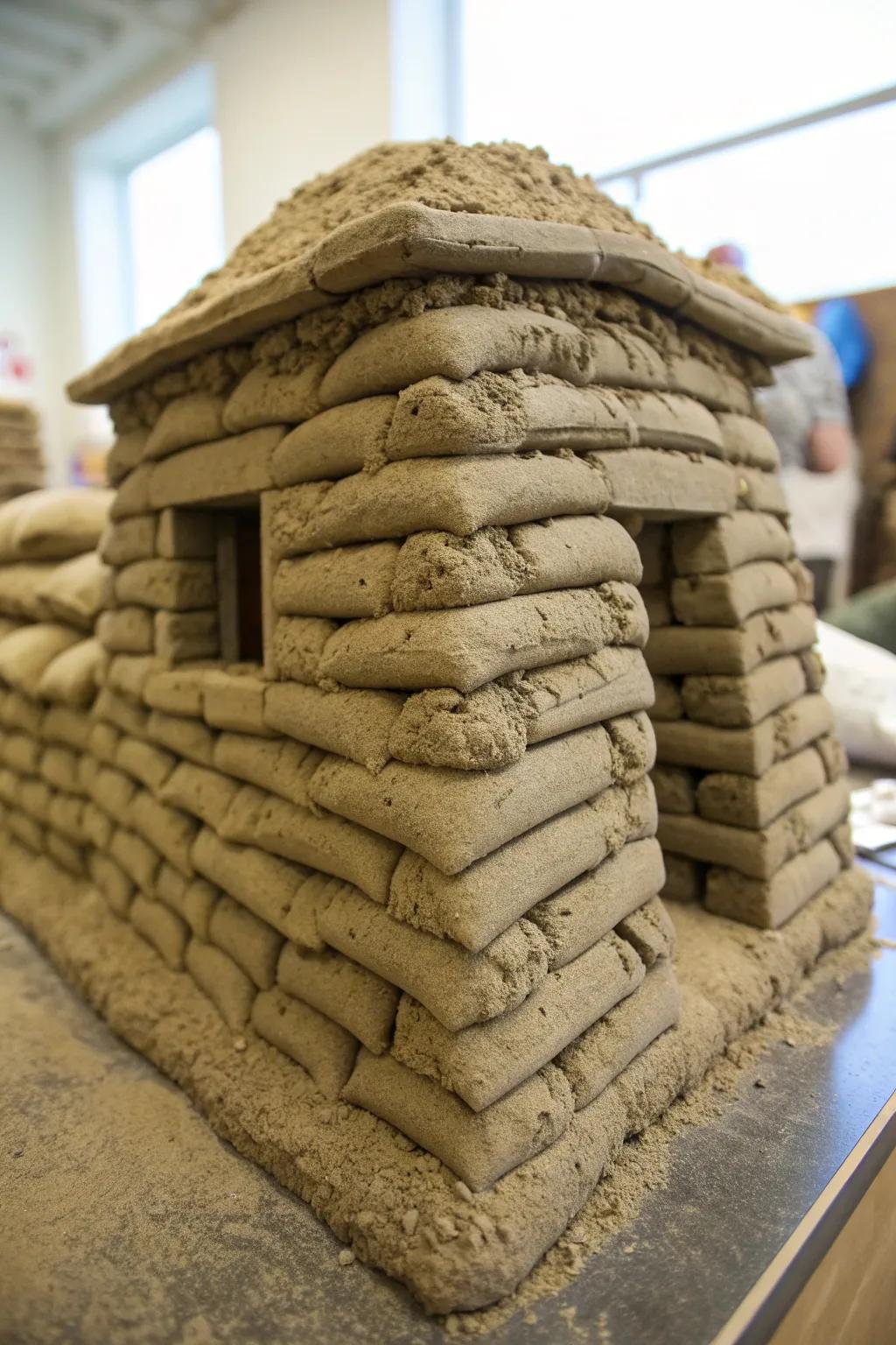 Master the art of miniature defense with handcrafted sandbag fortifications.