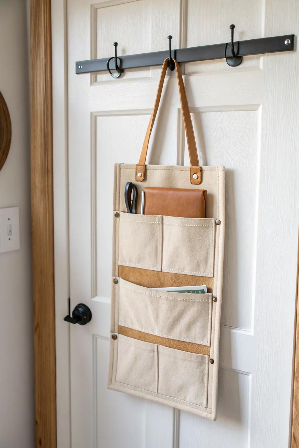 Turn the back of your door into chic vertical storage with a minimalist organizer.