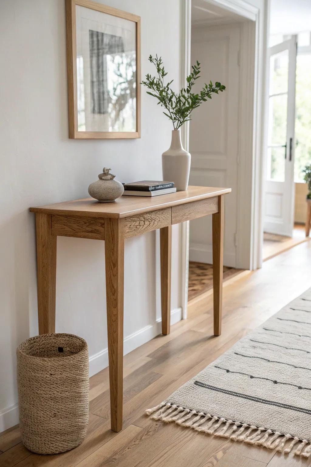 Keep furniture off the center line to open a clear walkway and make a tiny studio feel bigger.