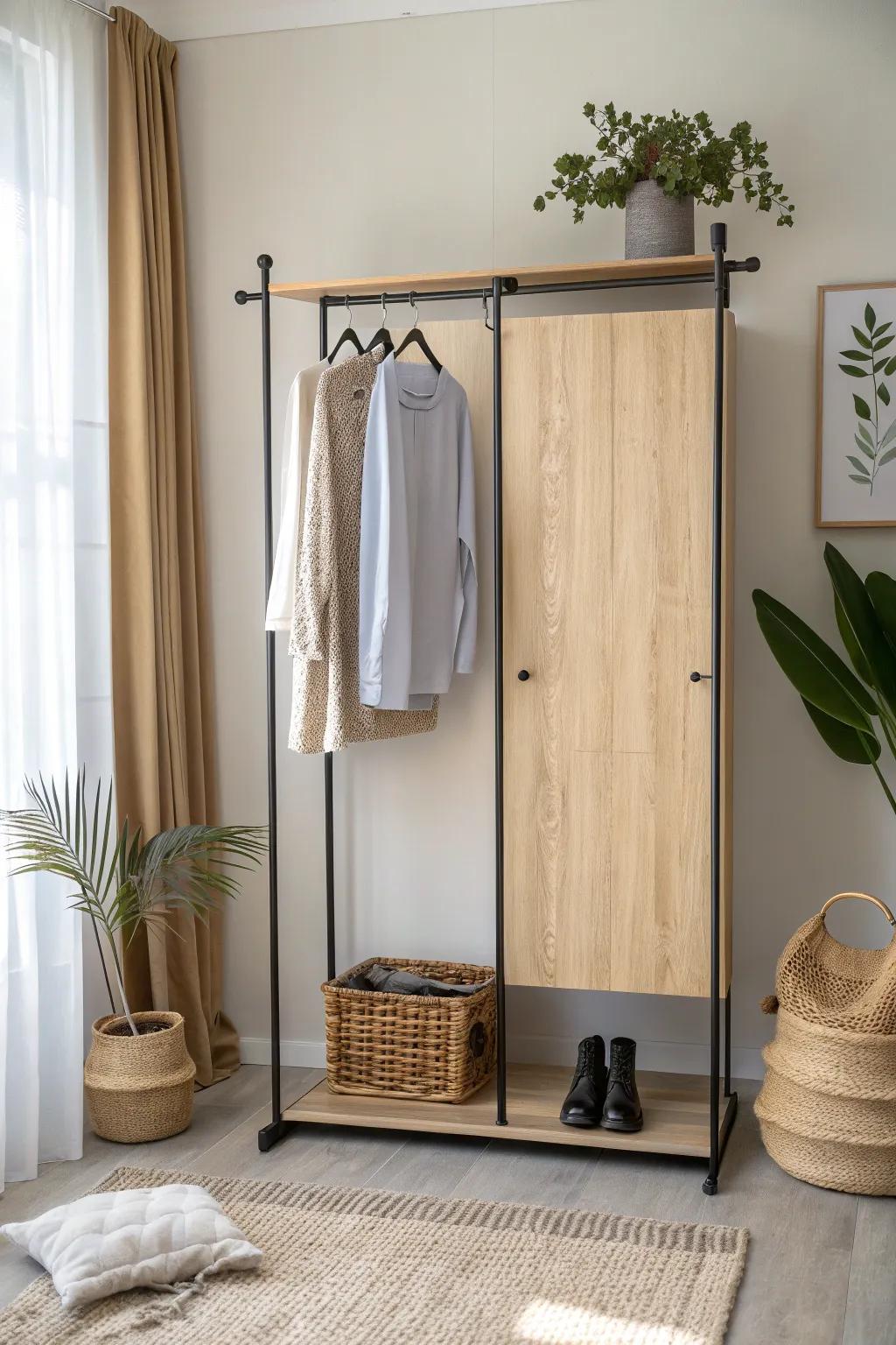 Double hanging rods: the clean, minimalist upgrade that instantly doubles closet space.