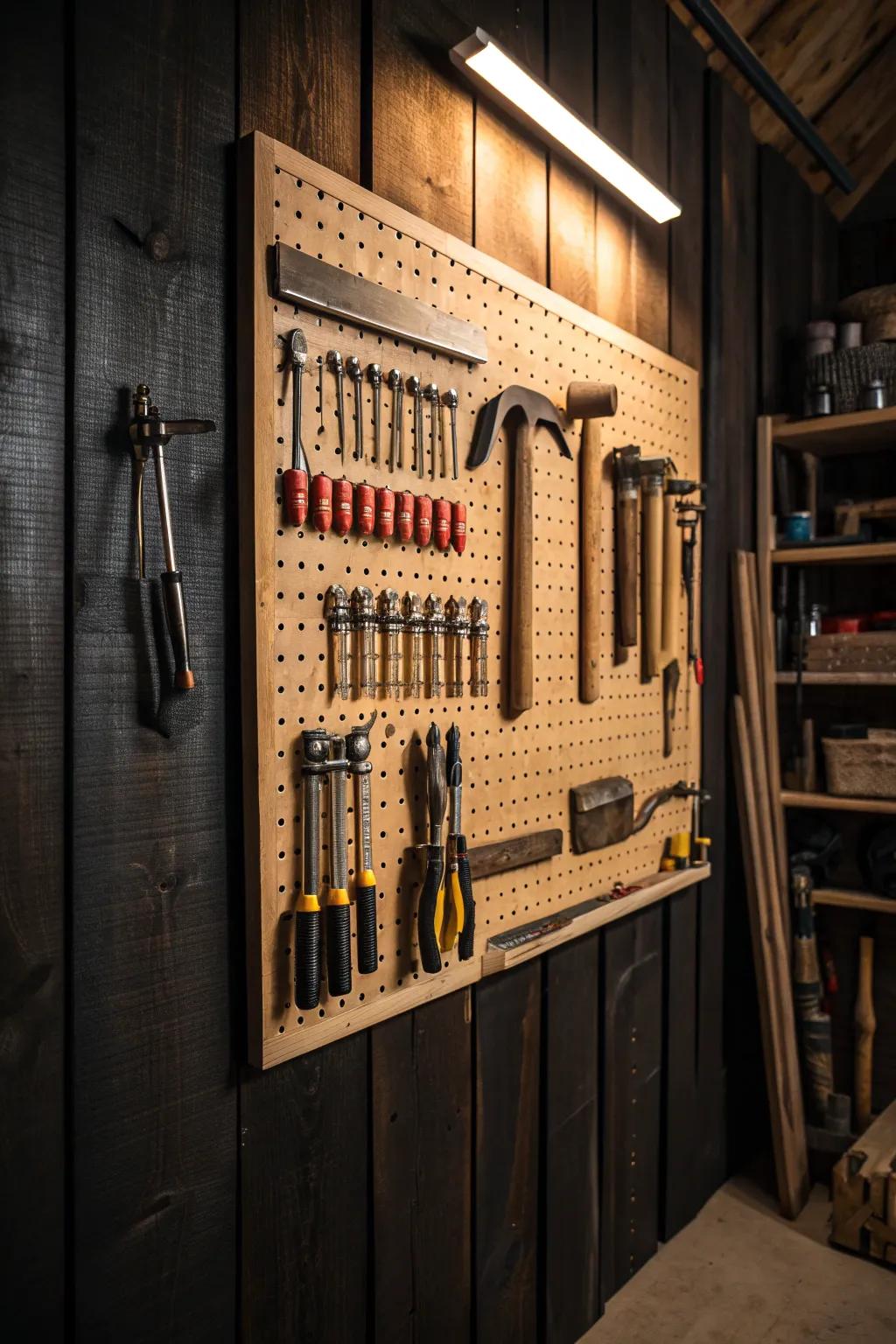 Elevate your workspace with sleek and efficient wall-mounted tool storage!