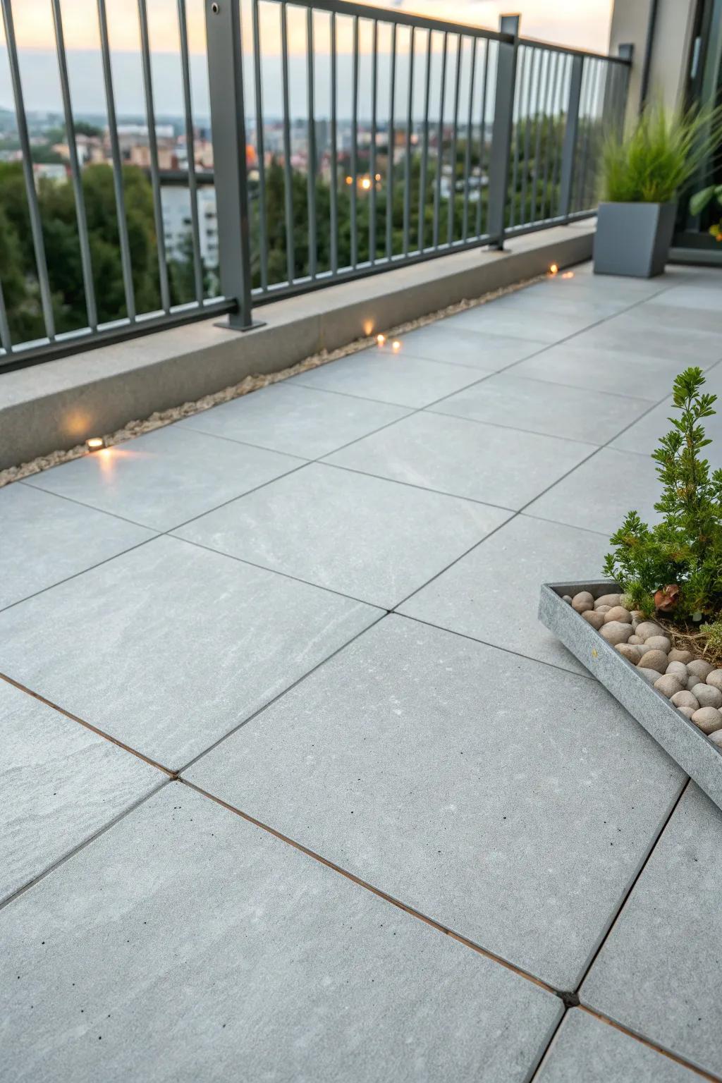 Subtle by day, dreamy by night: glow-in-the-dark stone chips sealed into your balcony floor.