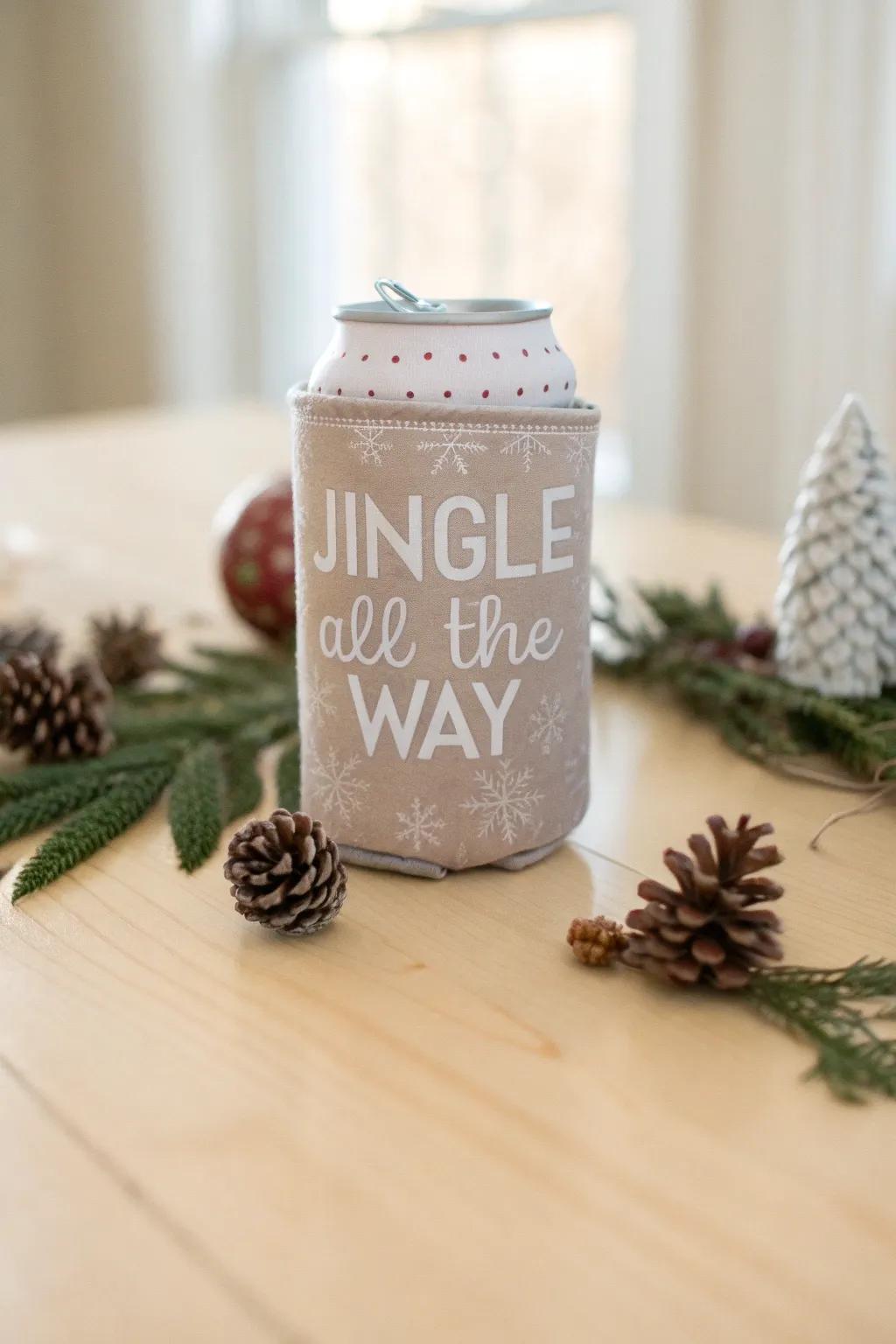 Embrace the festive spirit with minimalist charm—this Christmas koozie is both a delight and a gift to cherish.