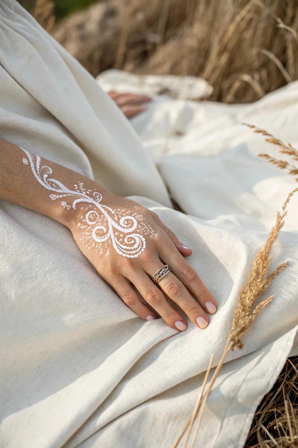 Discover the allure of invisible white ink tattoos – subtle elegance that reveals itself in the light.