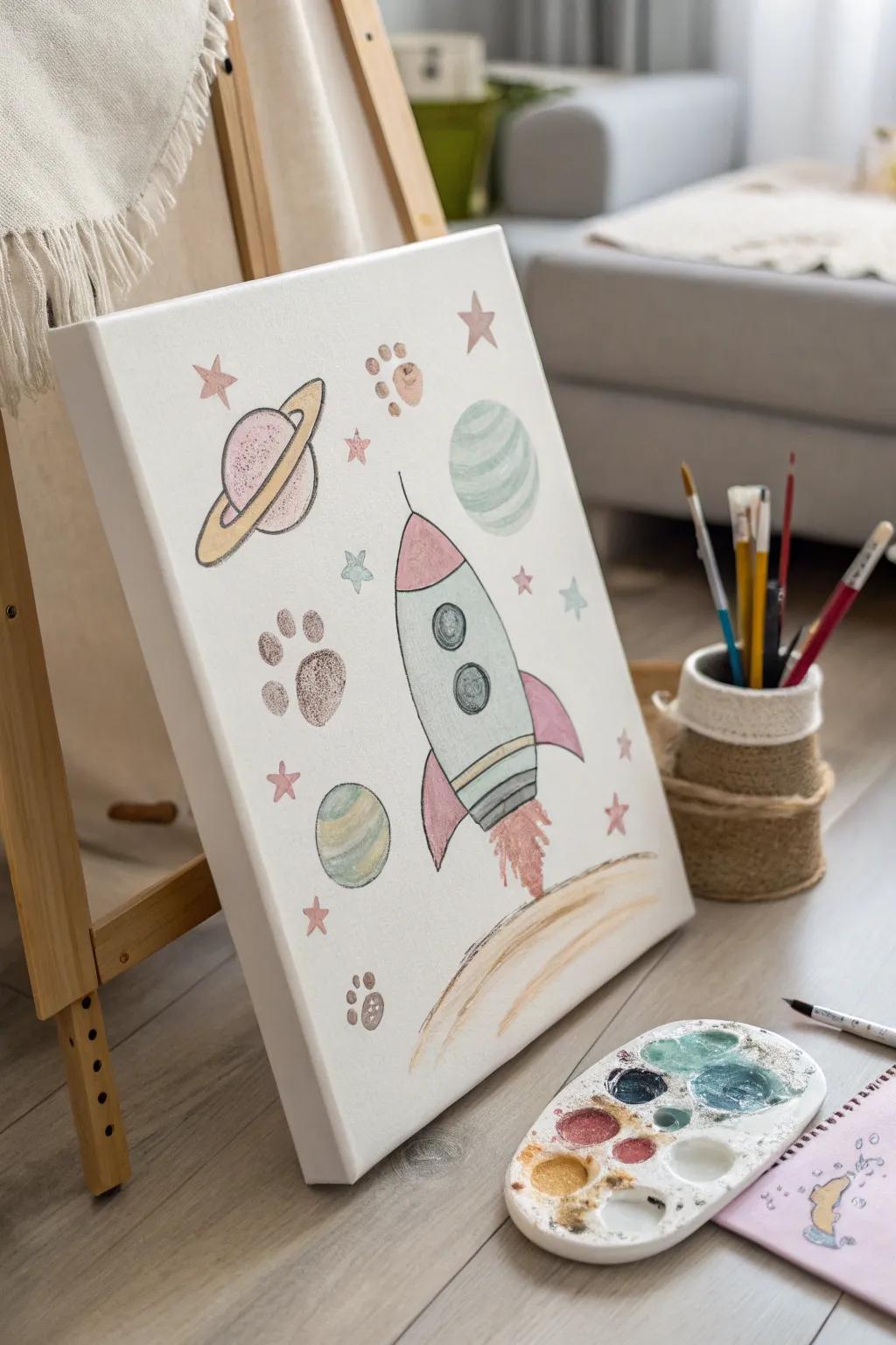 Launch their imagination with footprint rocket ships – a creative journey to the stars!