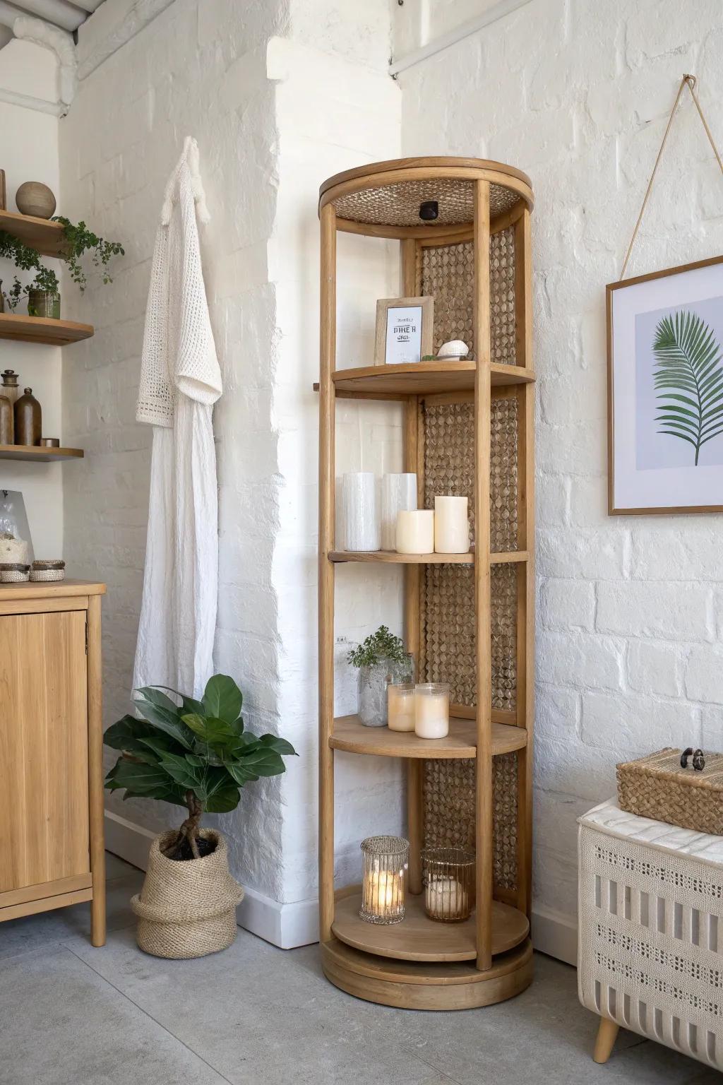 Turn forgotten corners into a spinning display—more products, same tiny footprint.