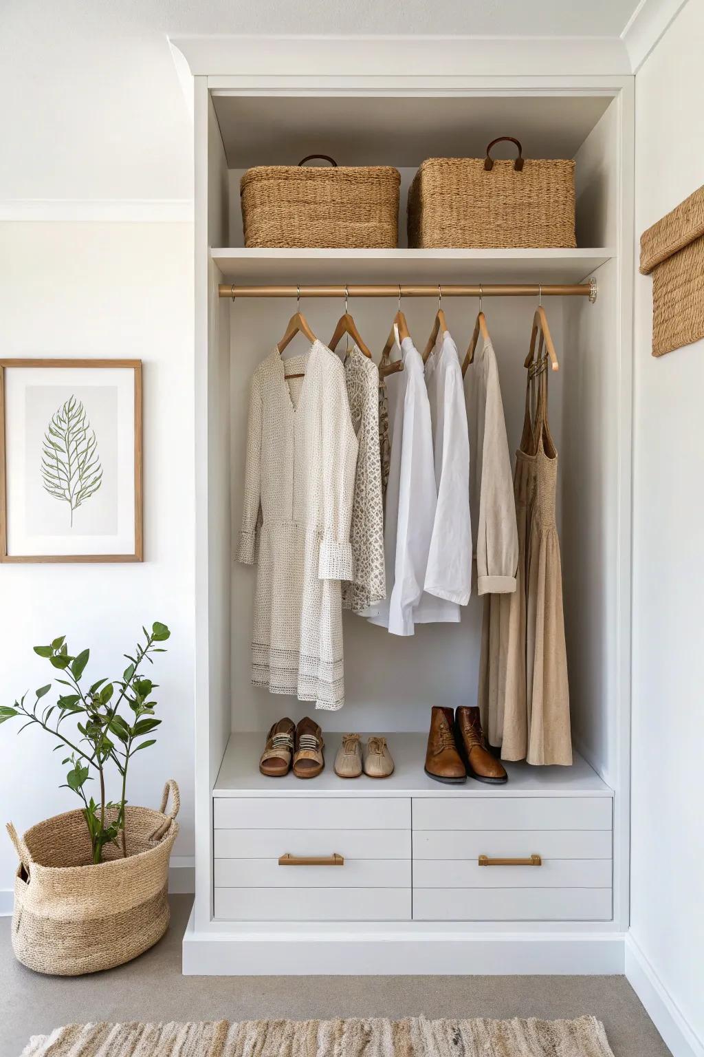 Turn one closet corner into a mini boutique display—less clutter, more calm every day.