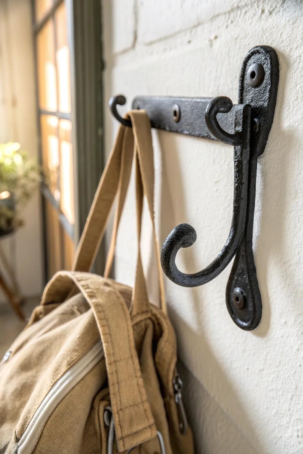 Heavy-duty hook keeps your baseball bag off the floor—simple, tidy, and ready to grab.
