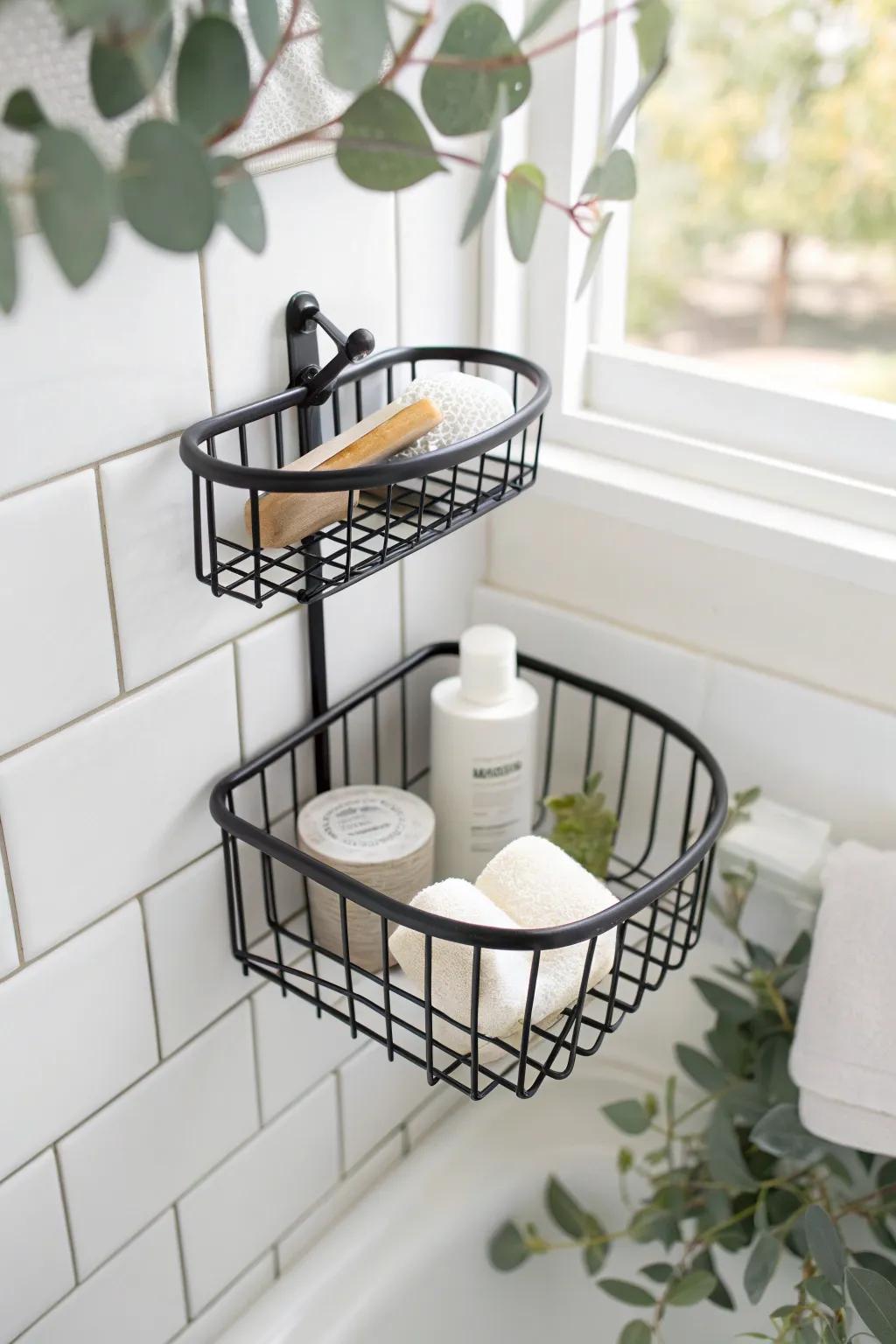 Sleek suction corner basket keeps shower essentials tidy—no drilling, perfect for small bathrooms.