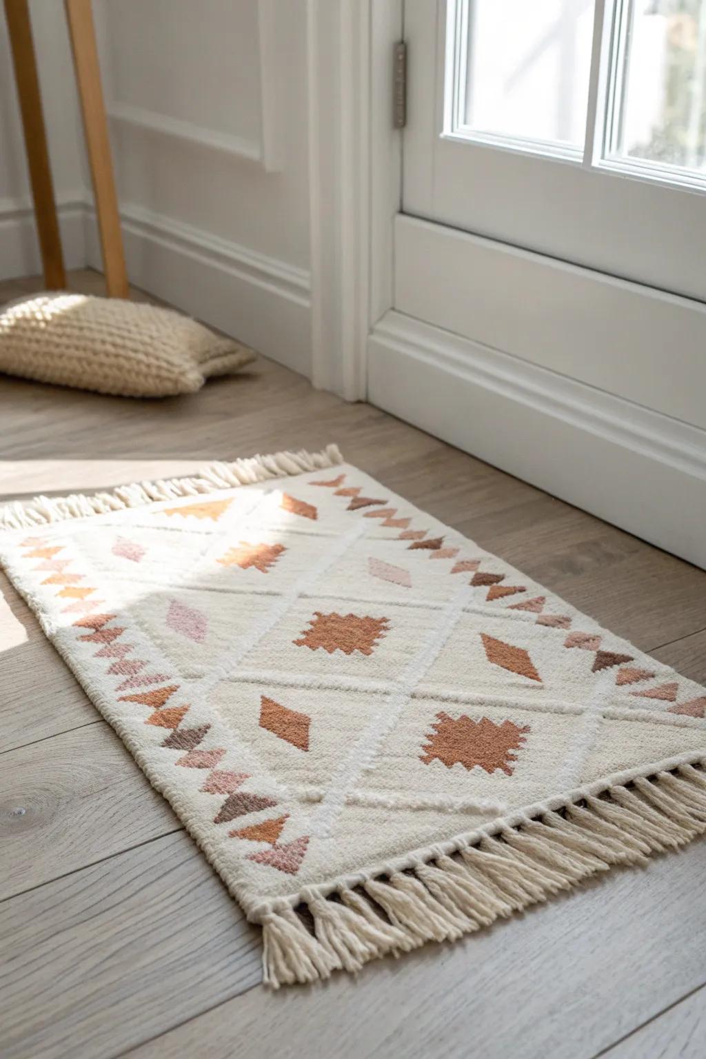 A soft rug instantly defines your calm corner—no extra furniture needed in tiny apartments.