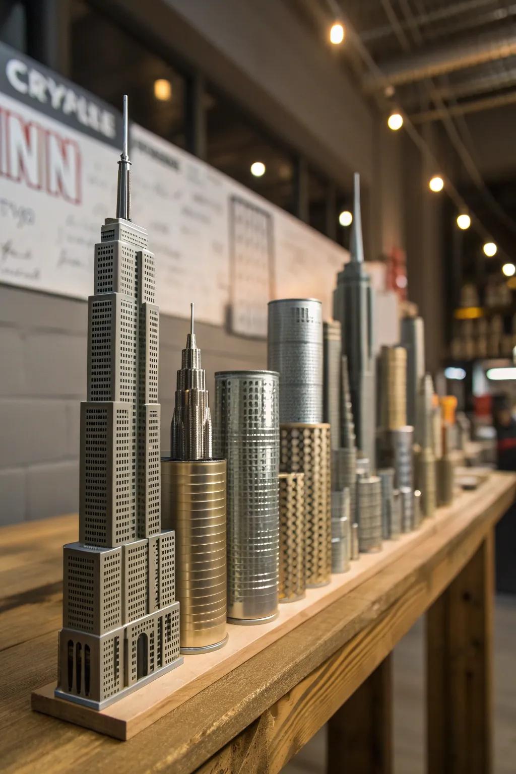 Craft your own urban skyline—cans never looked so captivating!