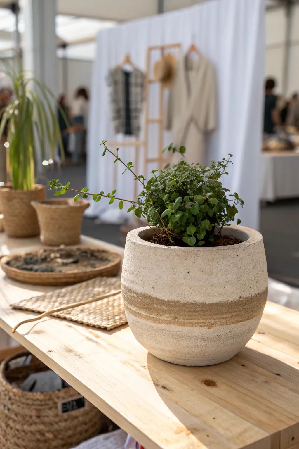 Bring your craft fair table to life with a touch of greenery.