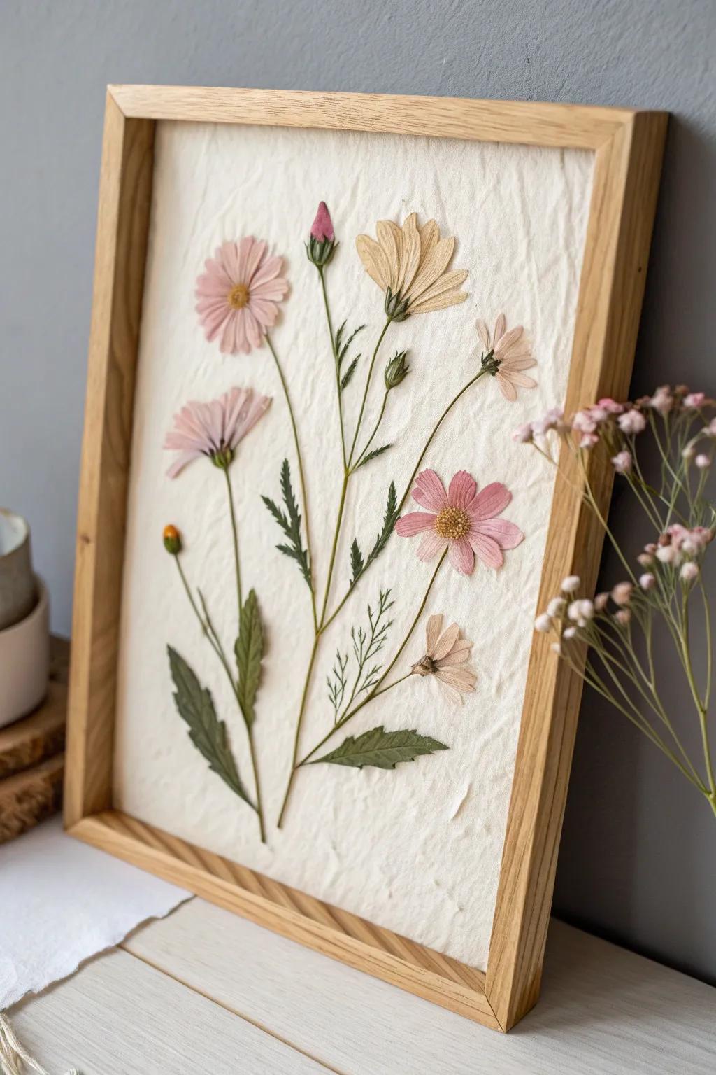 Bring a touch of nature into your space with the serene beauty of pressed flower art.