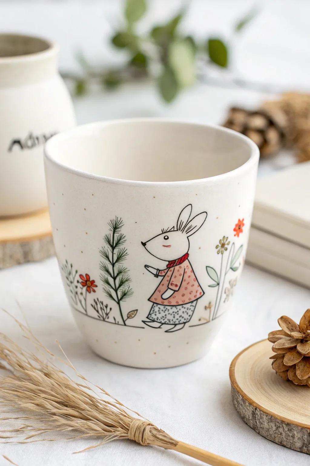 Whimsical elegance in a cup – a perfect blend of fun and minimalist charm!